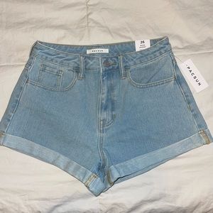 PACSUN Light Blue Denim Mom Shorts